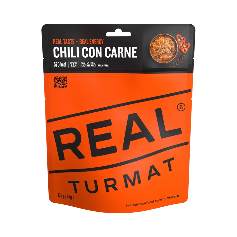 Real Turmat chili con carne package on a white background