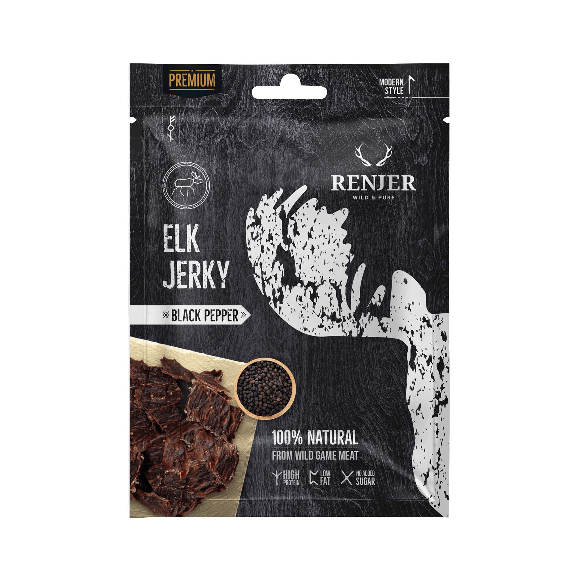 RENJER Elk Jerky Black Pepper 25g