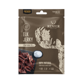 Renjer Elk Jerky packaging with a dark background