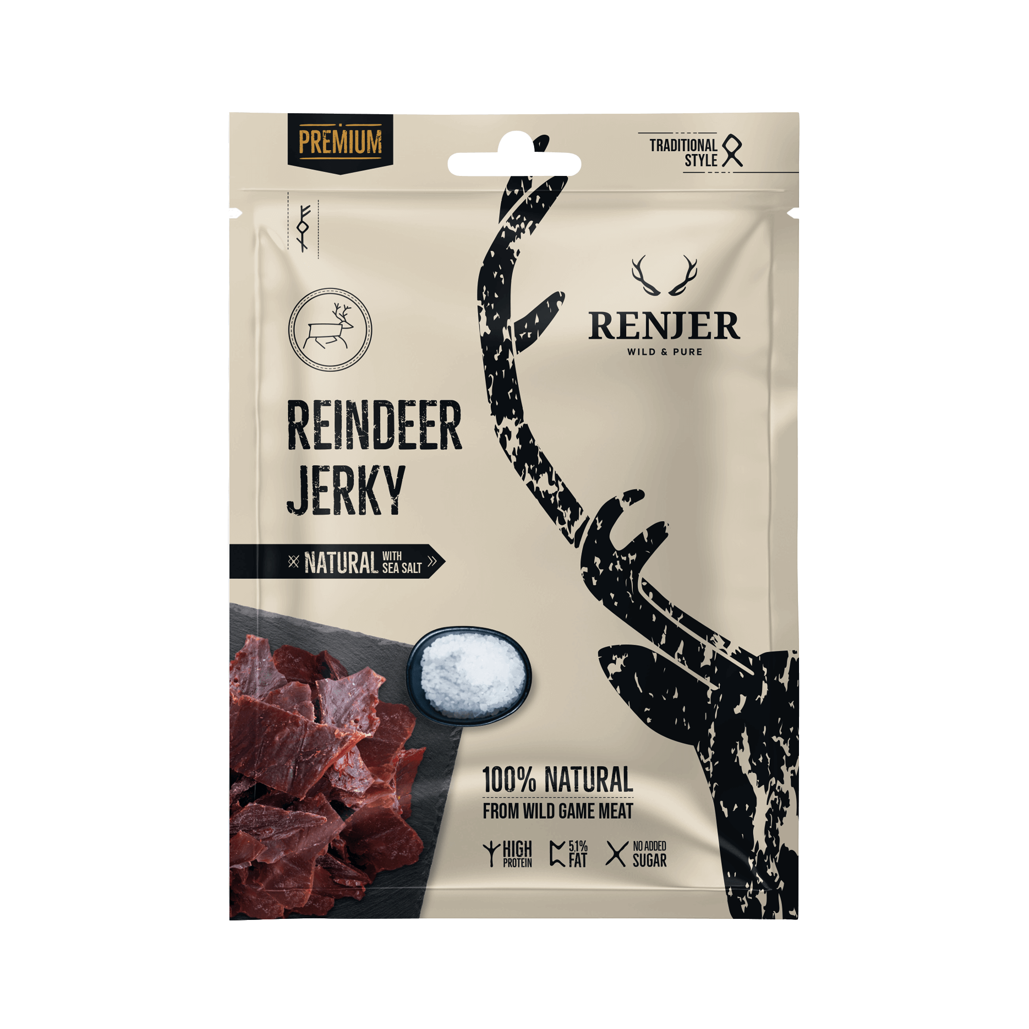 RENJER Reindeer Jerky Sea Salt 25g