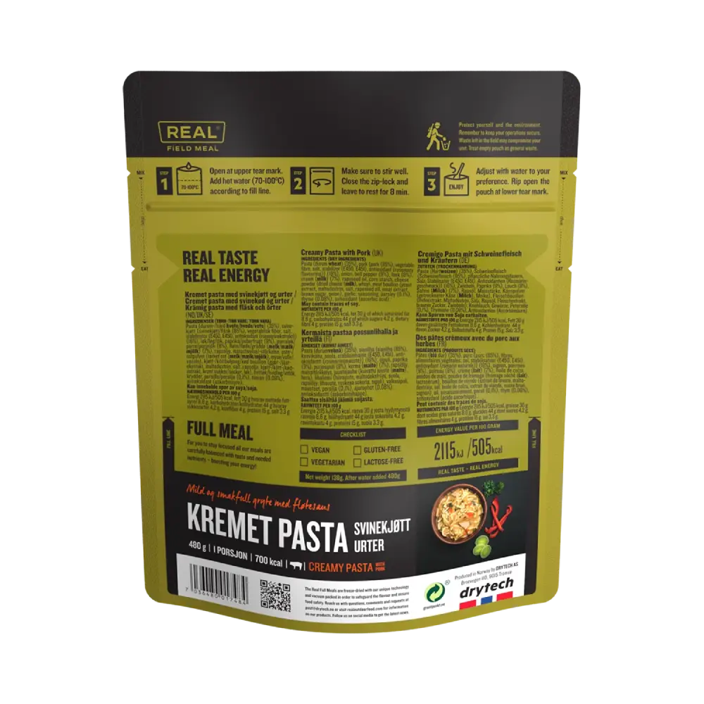 REAL Field Meal Kremowy Makaron z Wieprzowiną